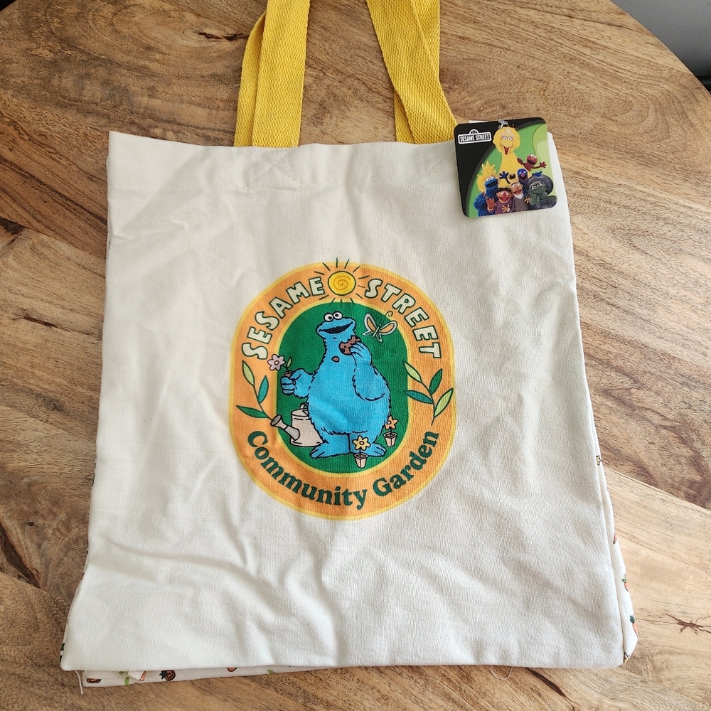 Sesame Street Cookie Monster Community Garden Canvas Farmer's Marker Tote Bag - Picture 4 of 10